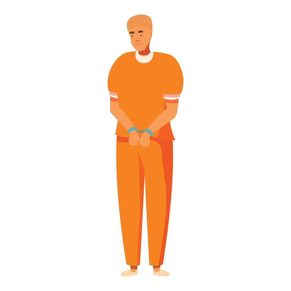 Prisoner in orange jumpsuit standing with handcuffs vector