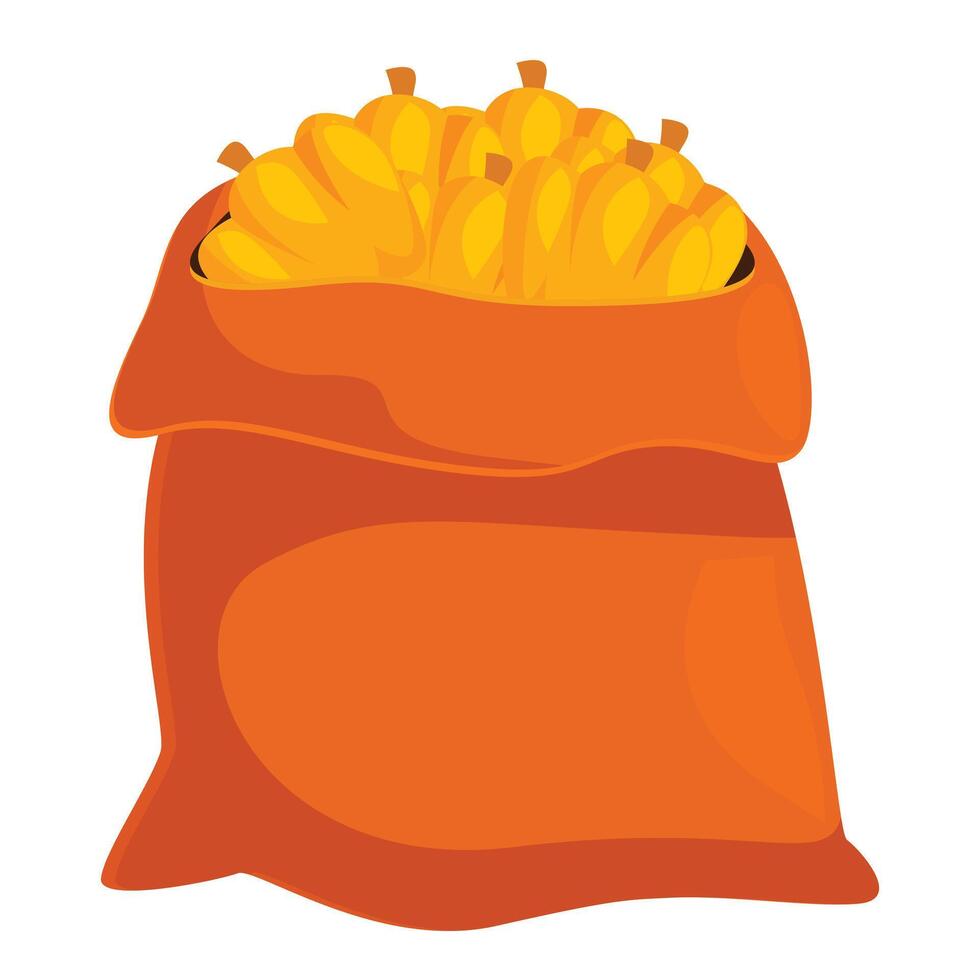 Full bag overflowing with freshly harvested pumpkins vector