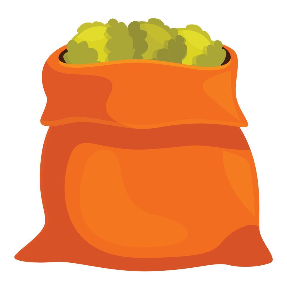 Full orange sack with green cabbage harvesting season vector