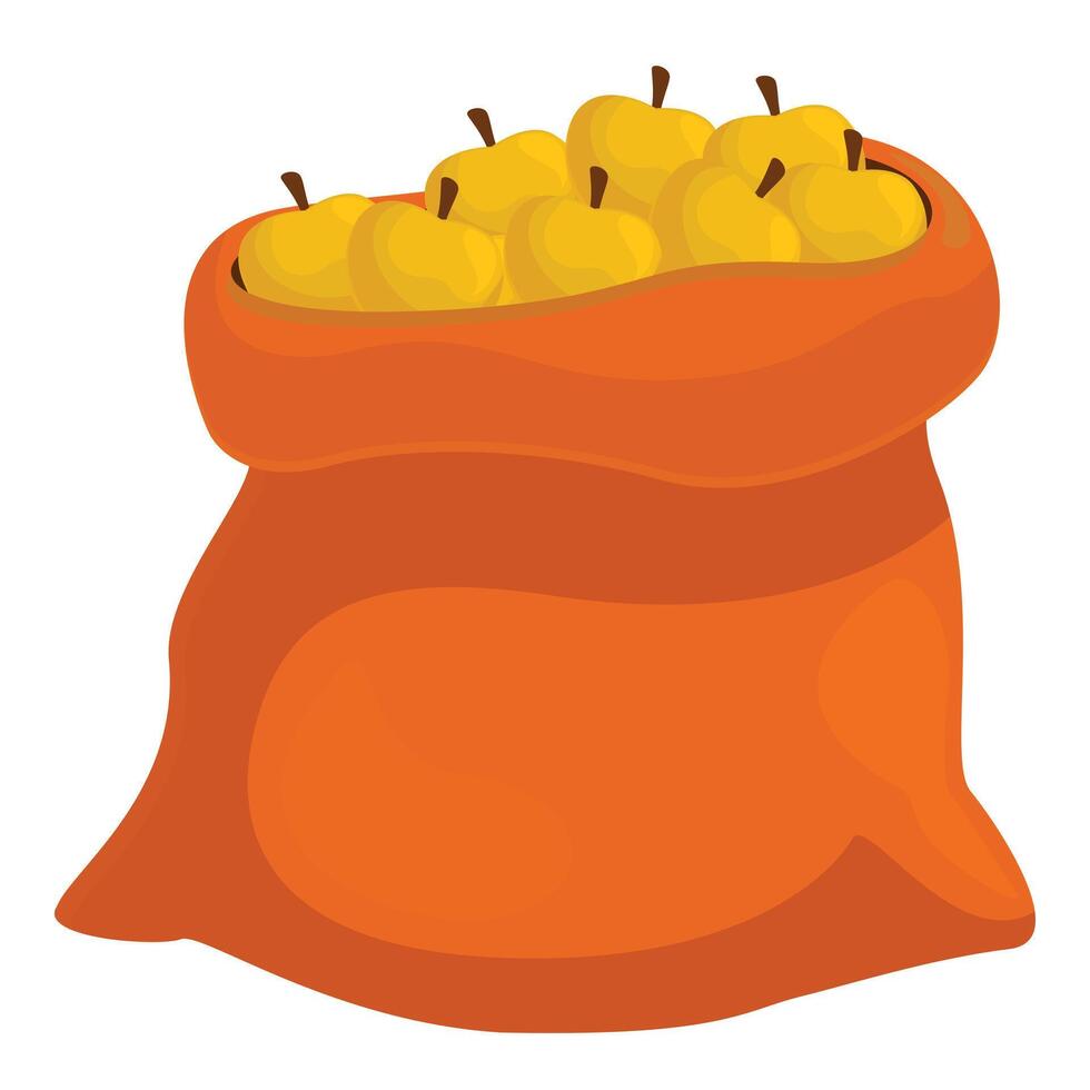 Full bag of apples overflowing with ripe fruit vector