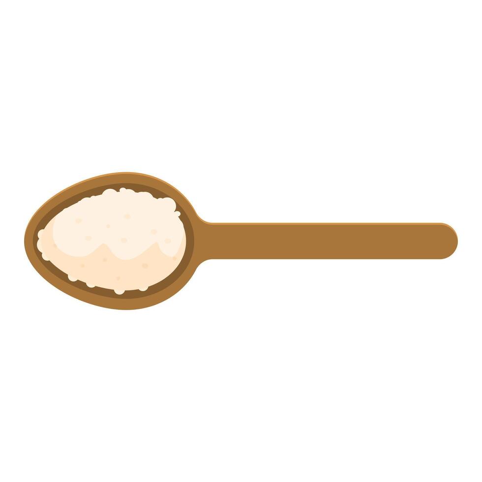 Wooden spoon containing white rice on transparent background vector