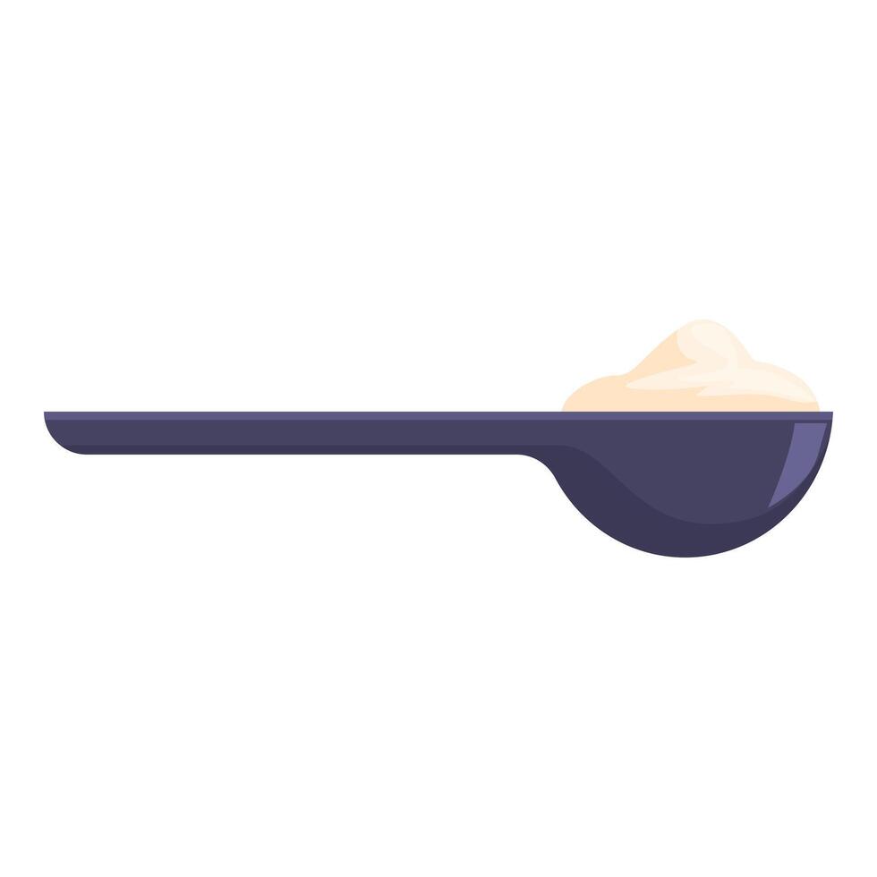 Measuring spoon holding pile of white powder for baking vector