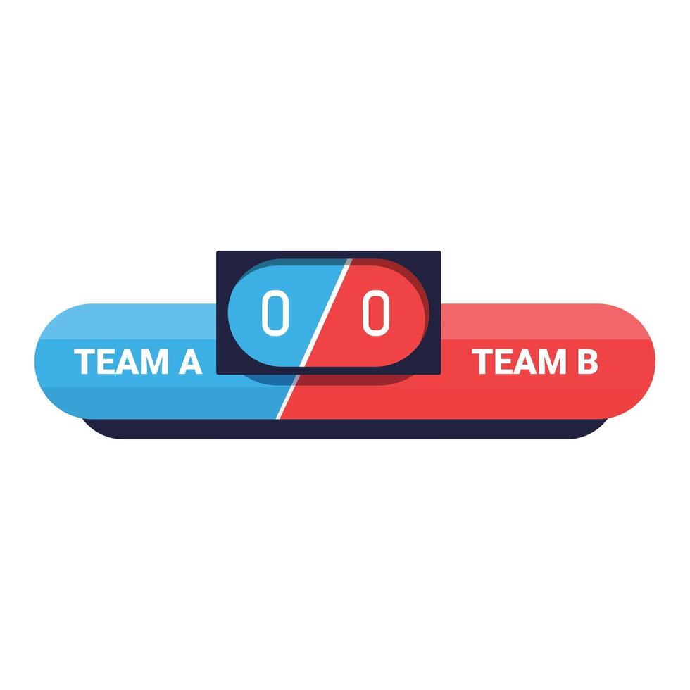 Scoreboard showing team a versus team b with zero zero score vector