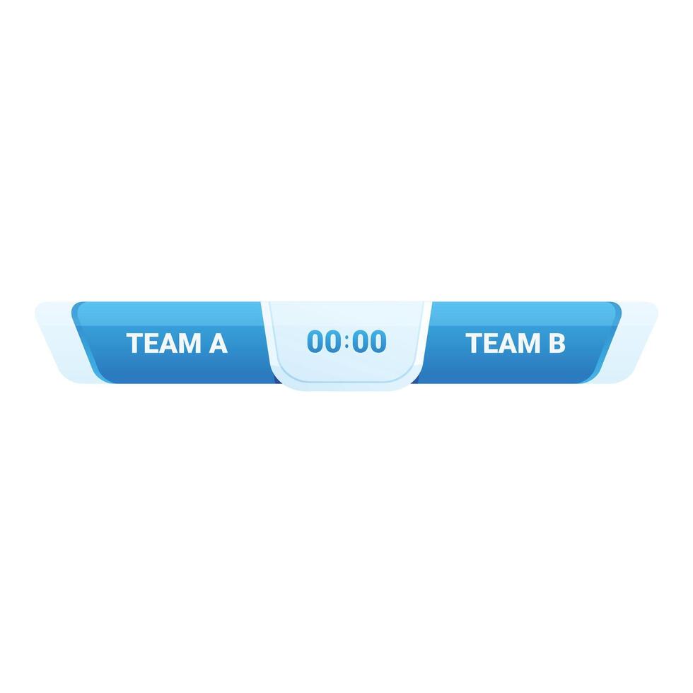 Digital scoreboard showing time elapsed and team names for sport competition vector