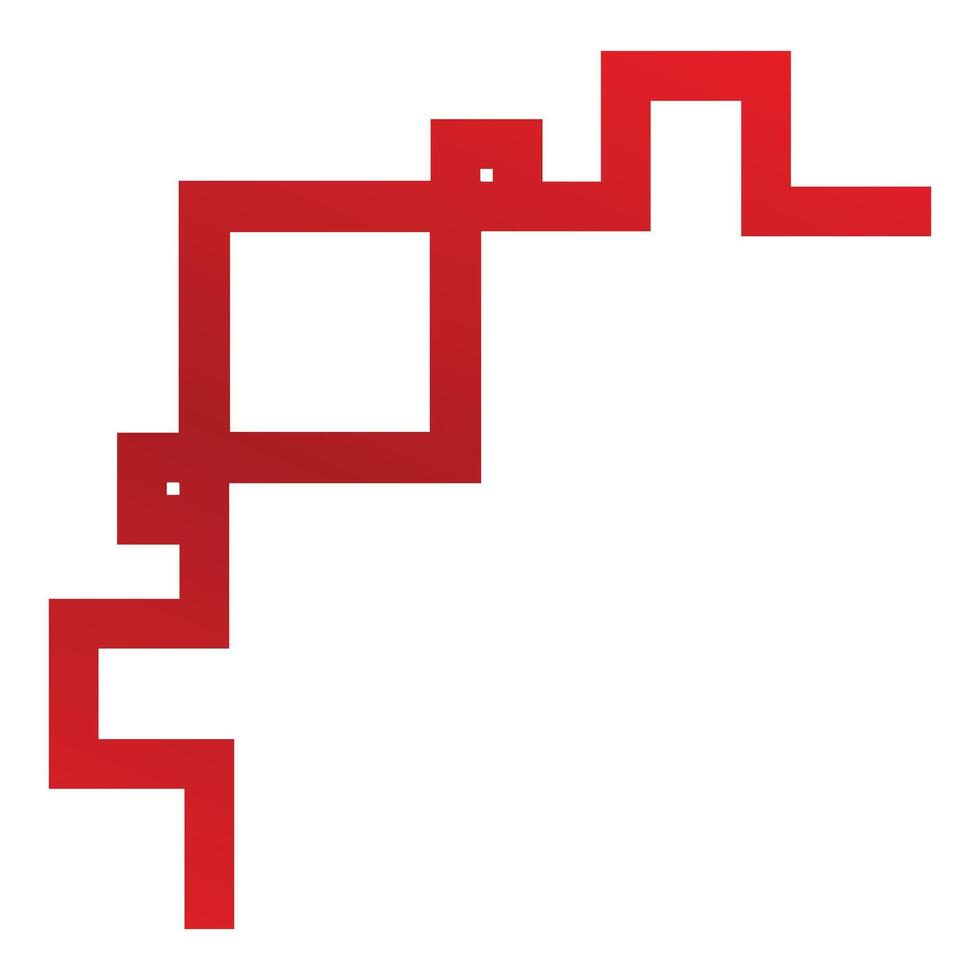 Red abstract geometric shape winding through frame on white background vector