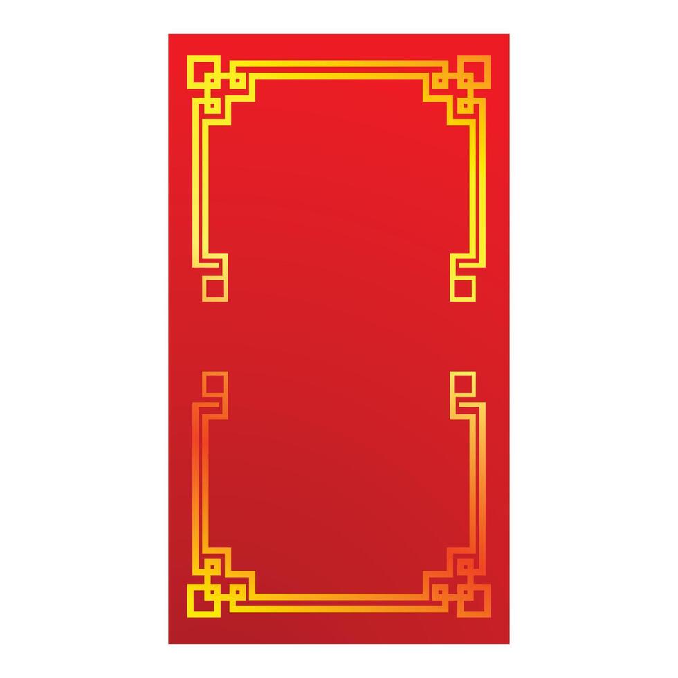 Red background with traditional chinese style golden frame border featuring empty space for text vector