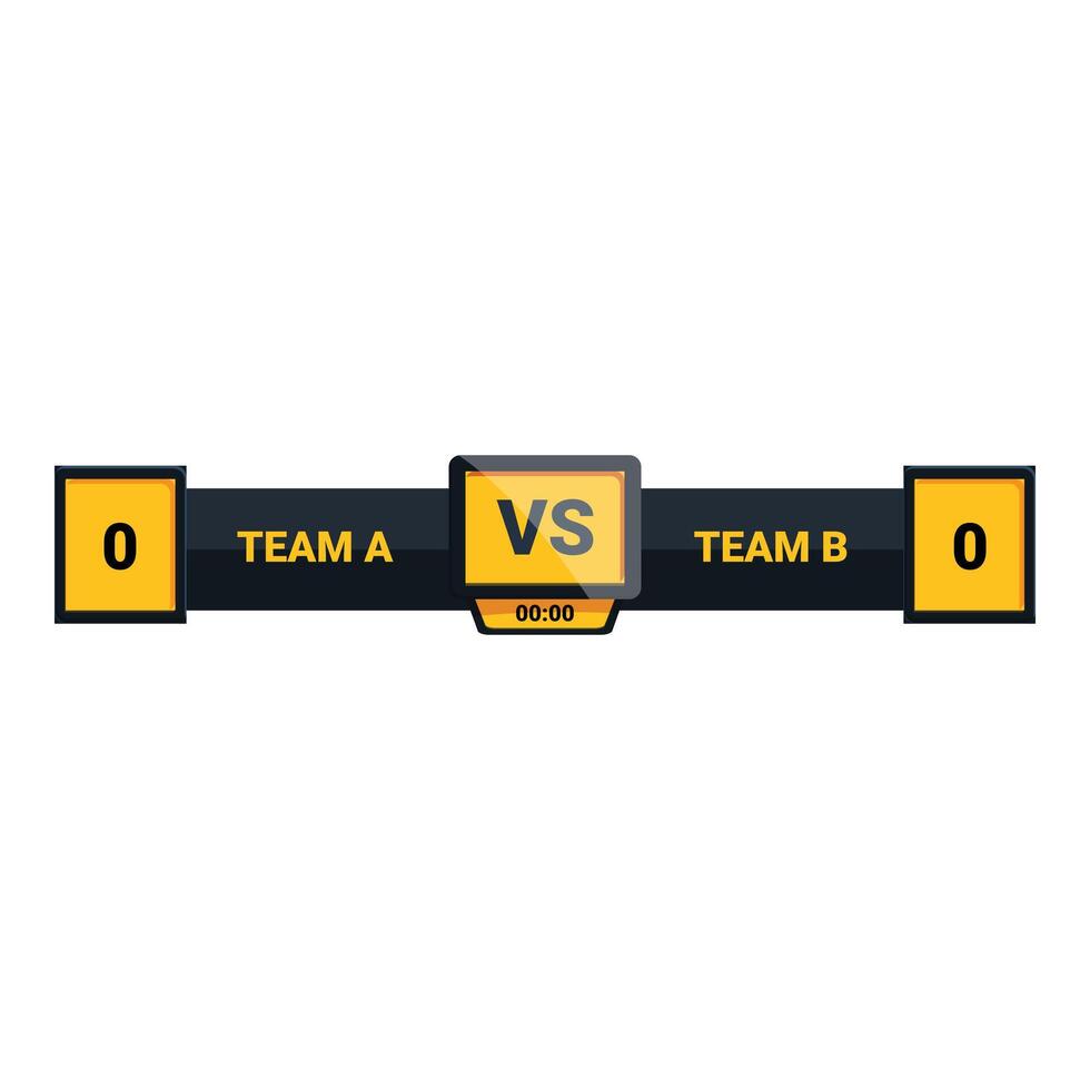 Scoreboard showing team a versus team b with timer at 00,00 vector
