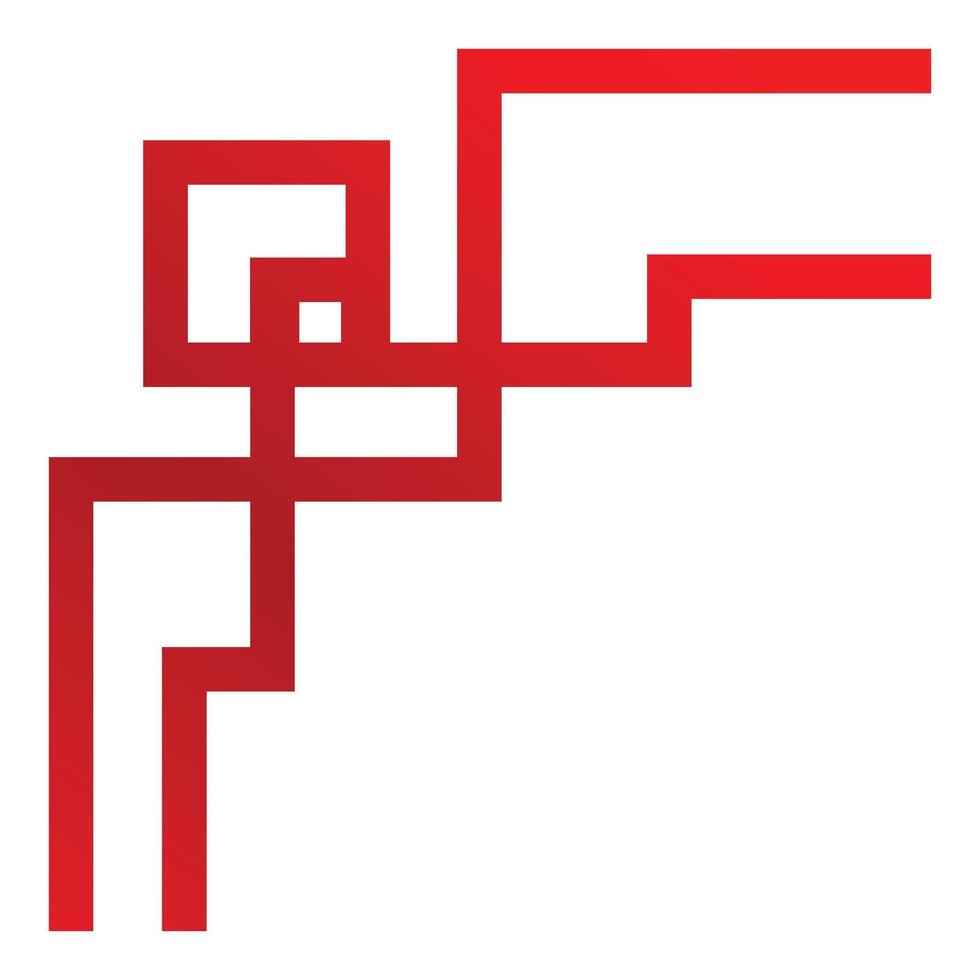 Red geometric shape forming abstract right corner design element vector