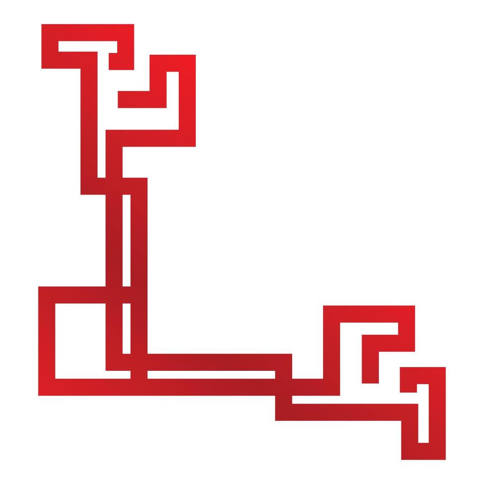 Red geometric shape forming abstract right angle corner design element vector