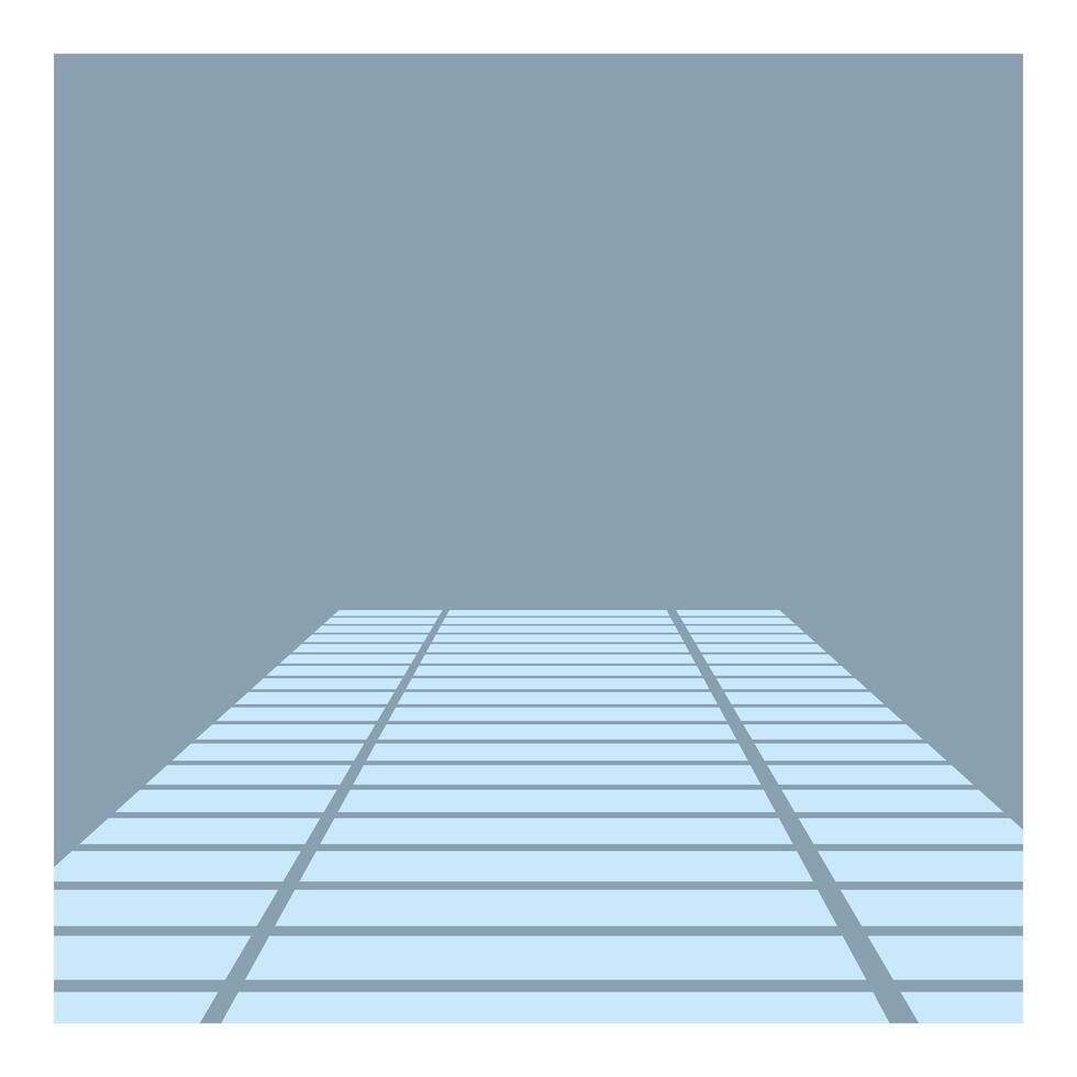 Empty room with tiled floor extending from the viewer vector