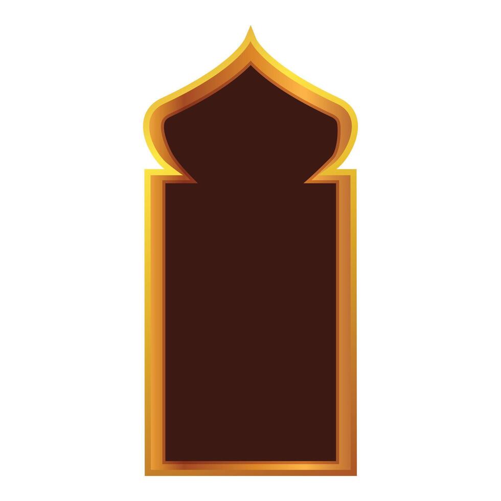 Golden islamic arabic window frame design element vector