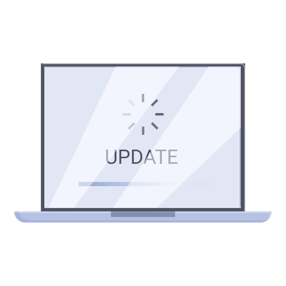 Laptop updating system software with progress bar displayed vector