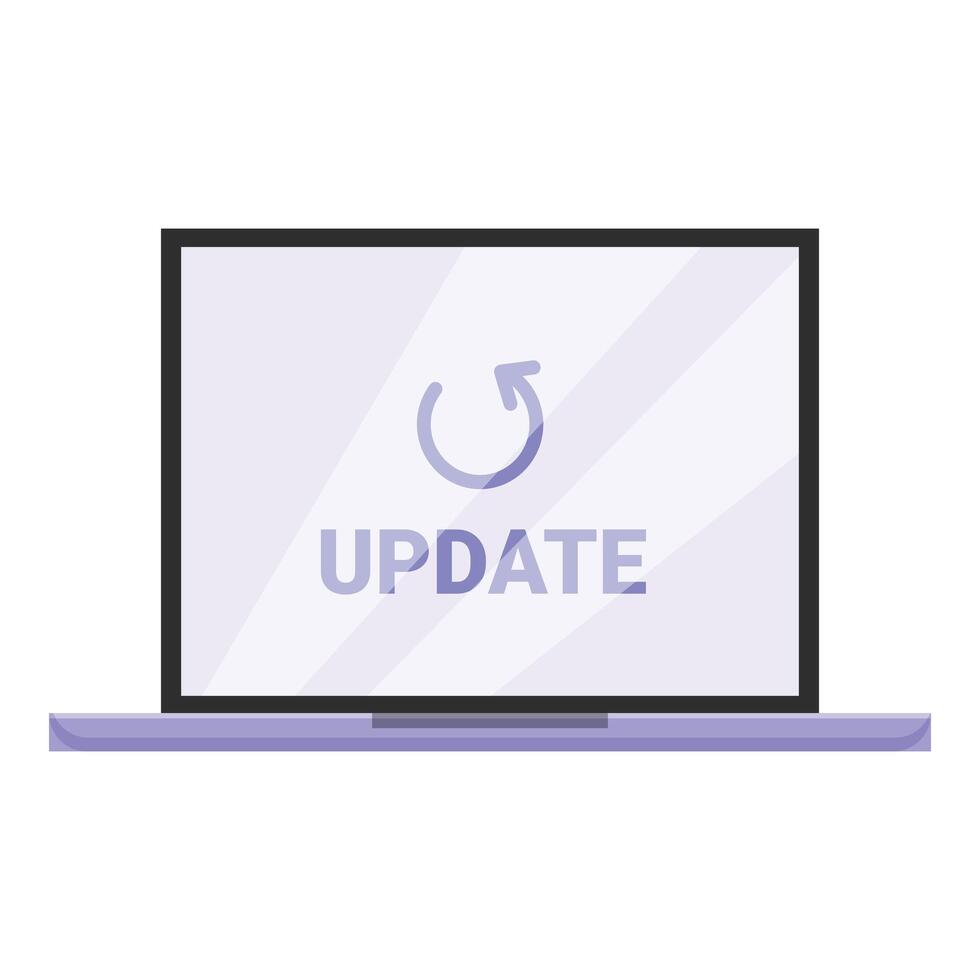 Laptop showing update system software progressing vector