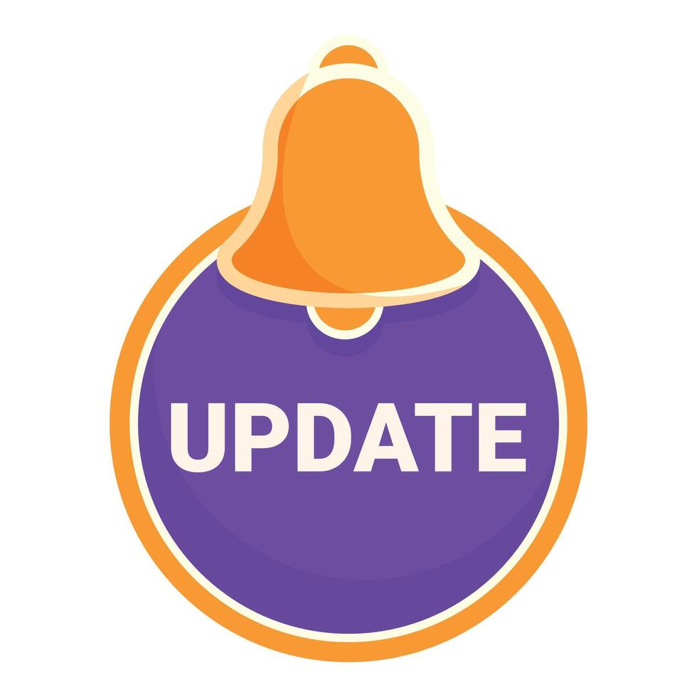 Software update notification bell ringing on purple button vector