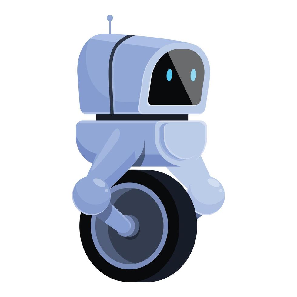 Modern robot balancing on one wheel with antenna vector
