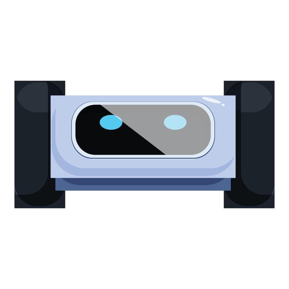 Modern robot moving on wheels with two blue eyes vector