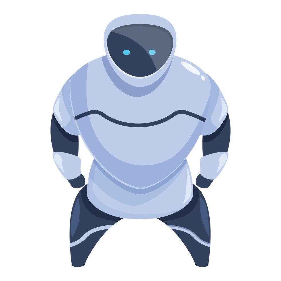 Powerful robot standing with arms akimbo vector