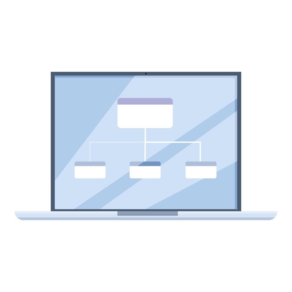 Laptop showing flowchart representing business plan strategy for success vector