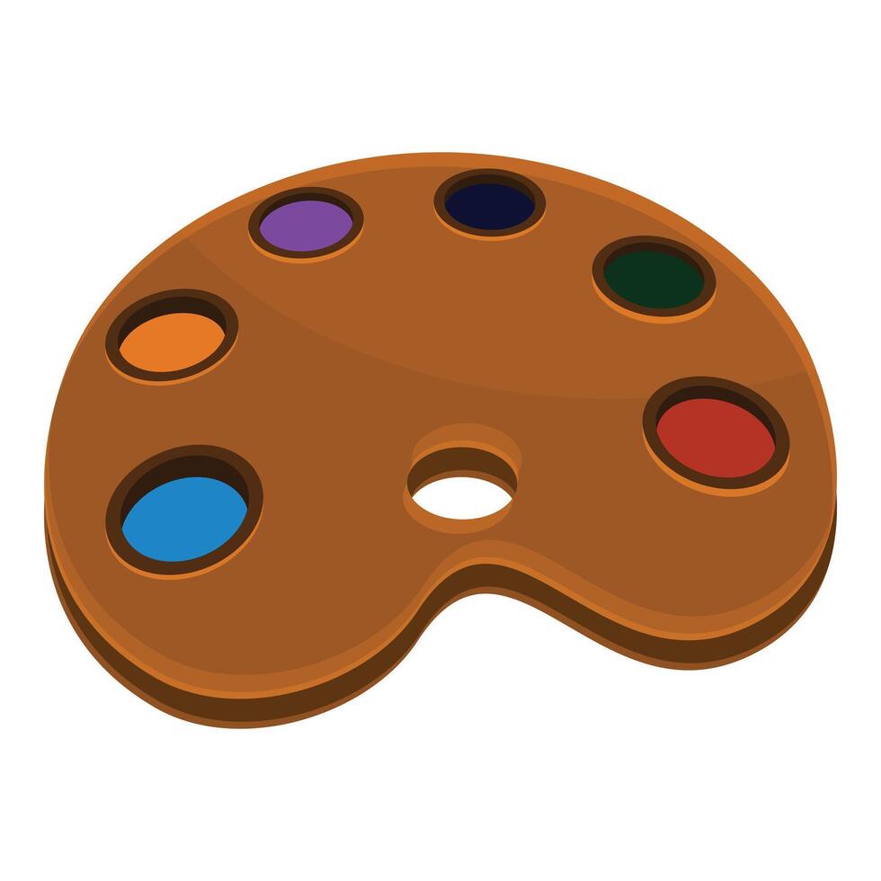 Wooden palette with colorful paints for drawing is waiting for artist vector