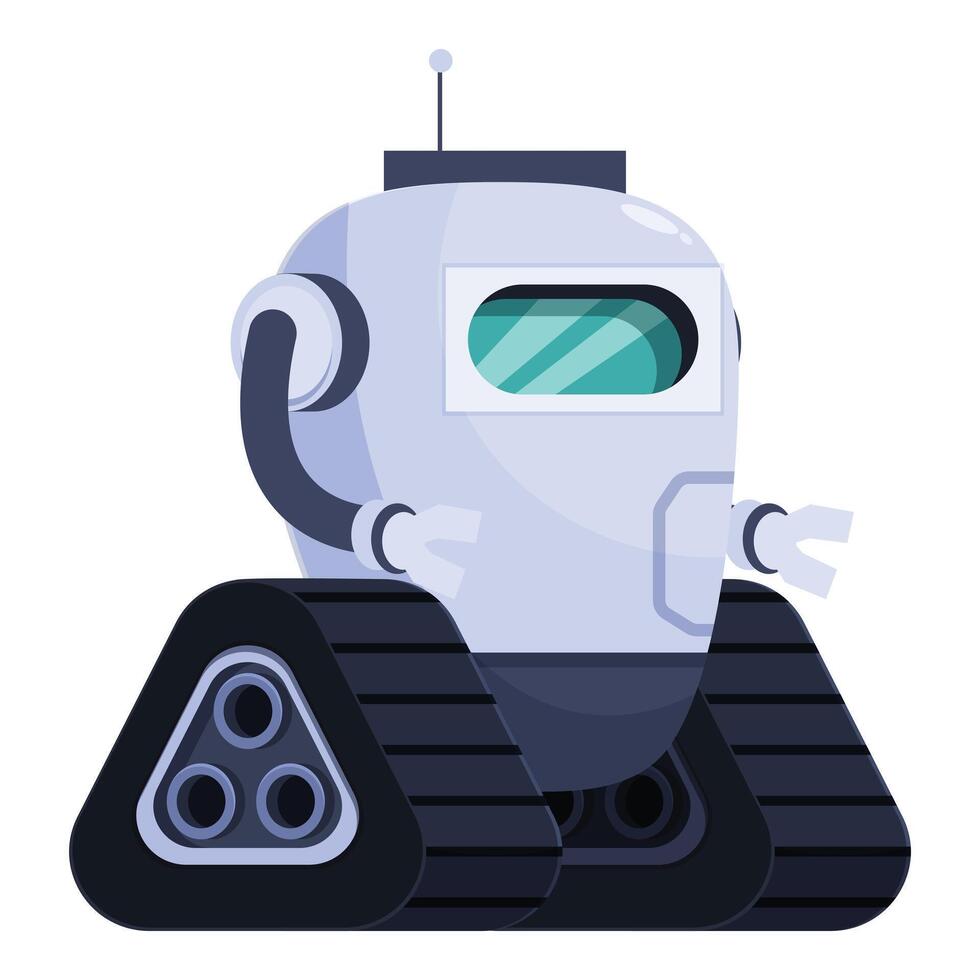 Futuristic robot exploring its surroundings on tracks vector