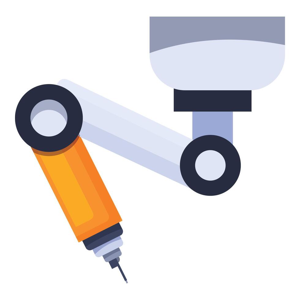 Robot arm performing industrial task with precision tool vector