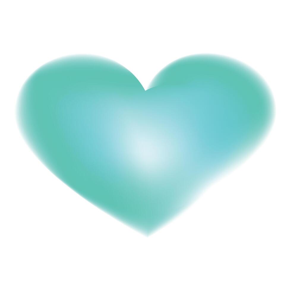 Teal heart shape is glowing on white background vector
