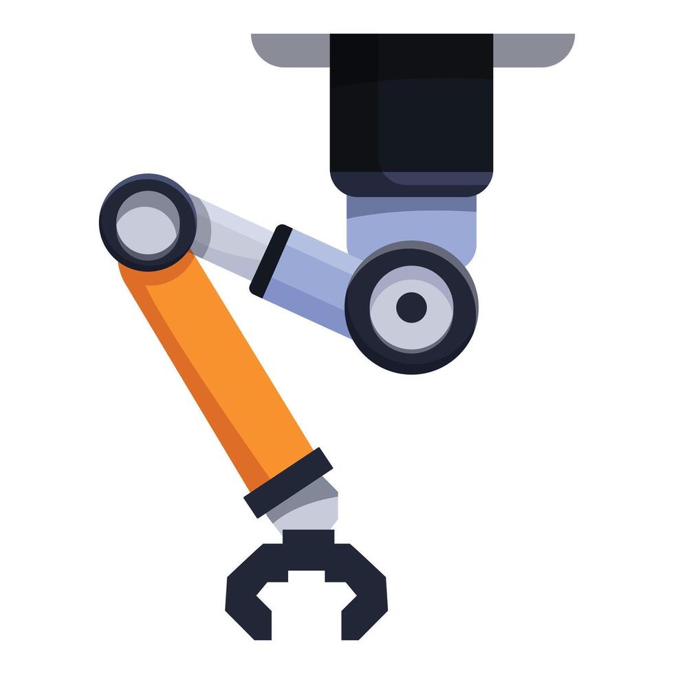 Robotic arm moving down with open claw gripper vector