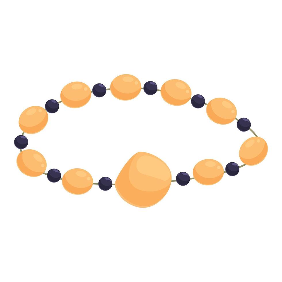 Amber beads bracelet with one big element is lying on white background vector