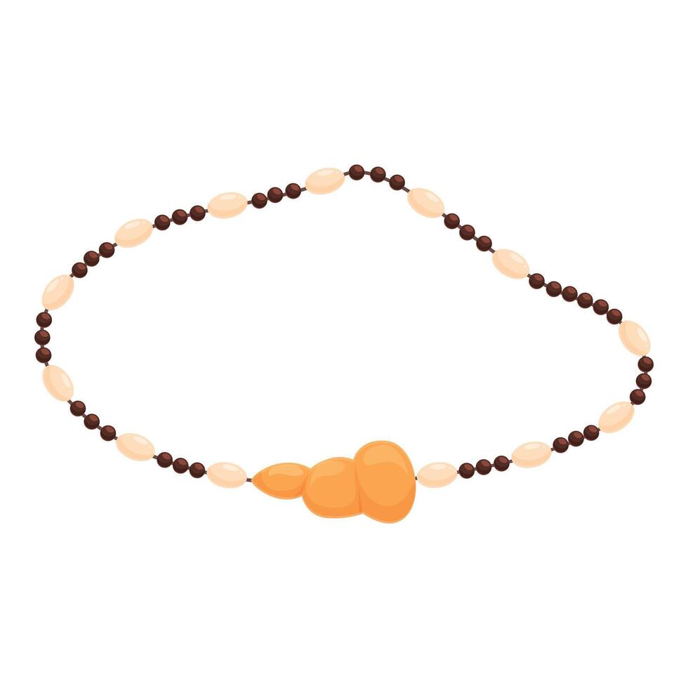 Beautiful necklace with an orange stone pendant is lying on a white surface vector