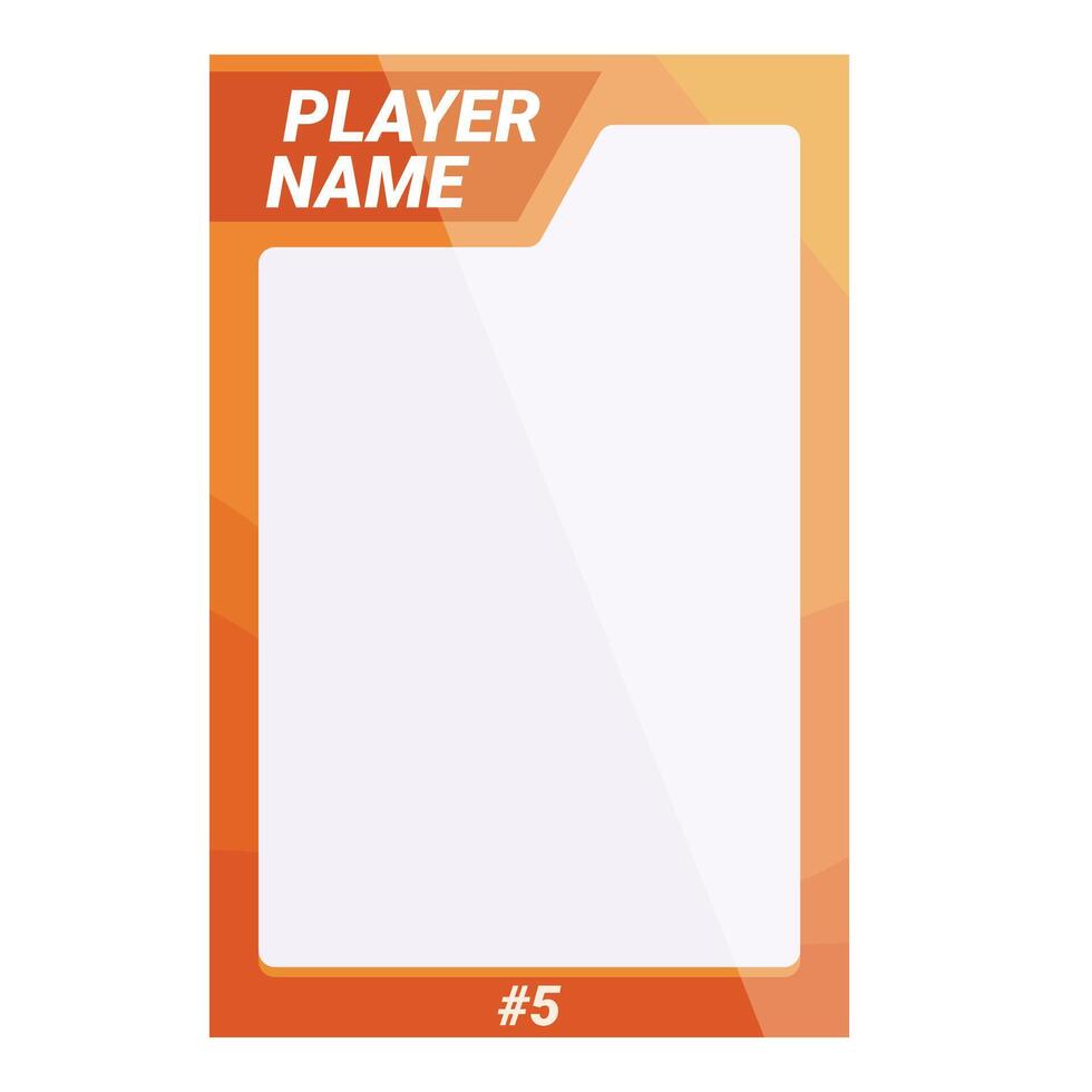 Orange trading card template featuring customizable area vector