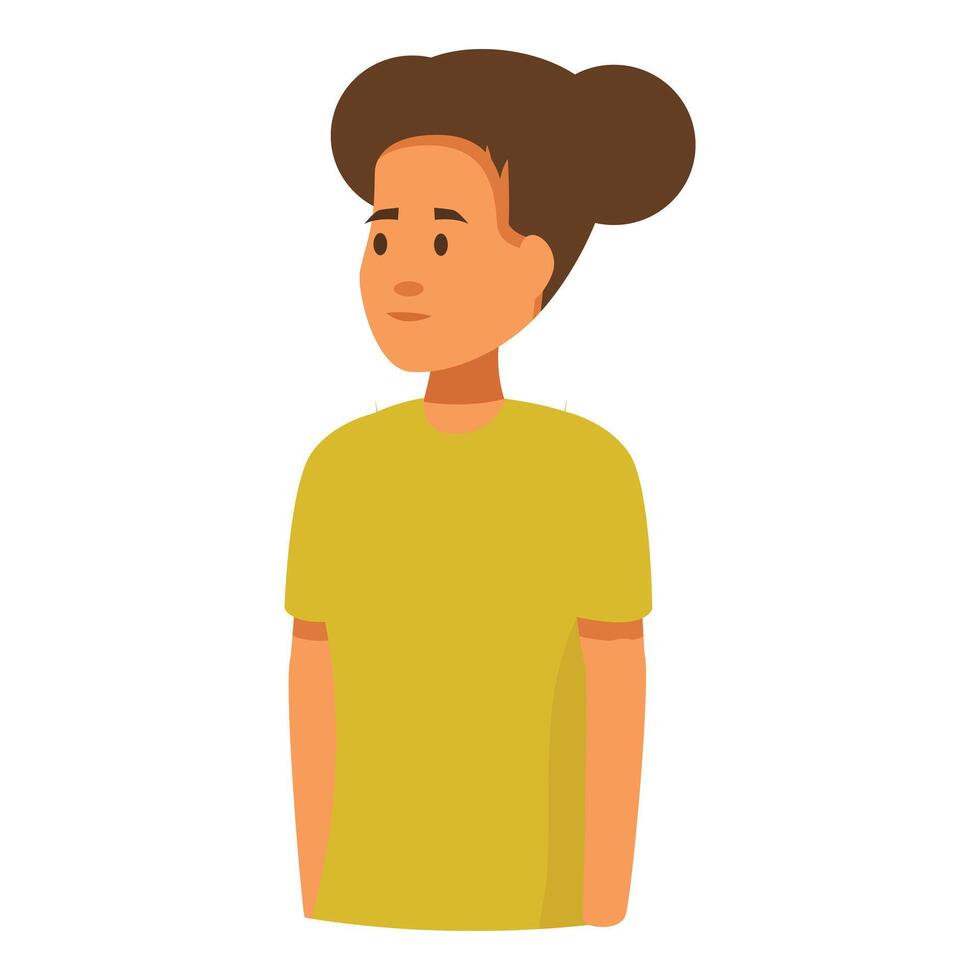 Young woman is looking up with a thoughtful expression vector