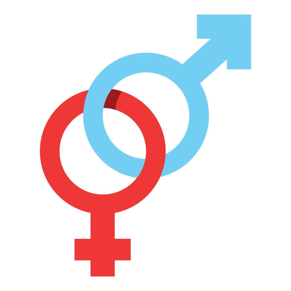 Male and female symbols intertwined representing heterosexual relationship vector