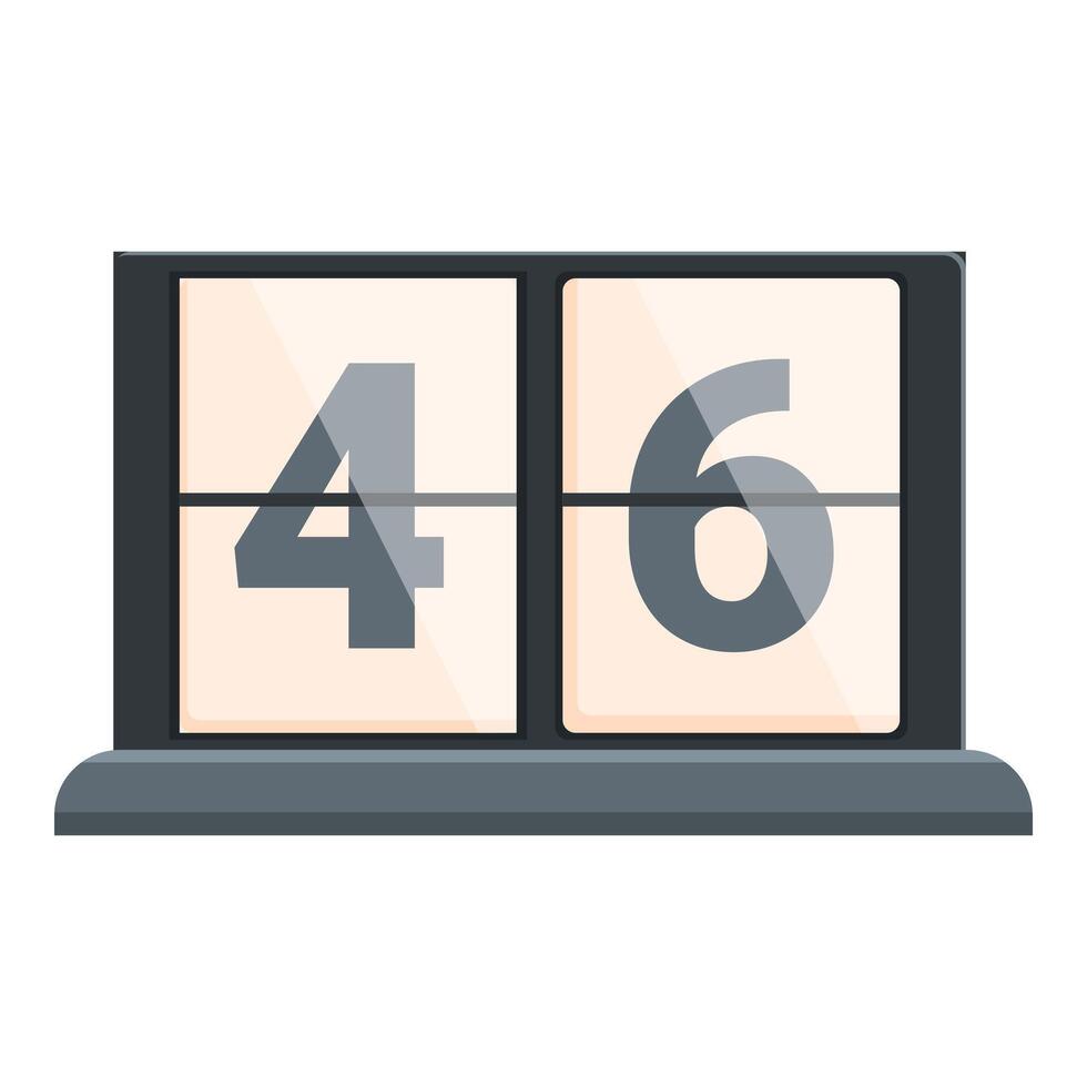Retro flip clock showing number 46 isolated on white background vector