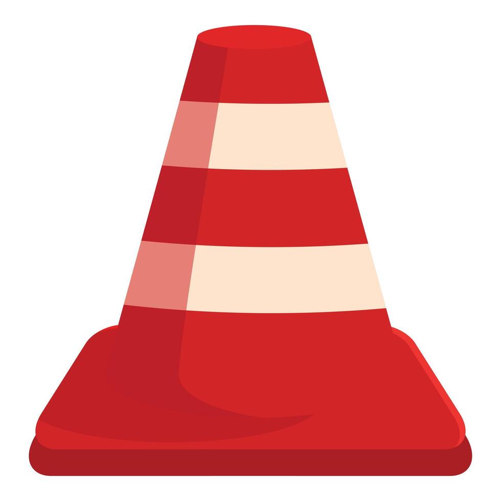 Red and white striped traffic cone standing up vector