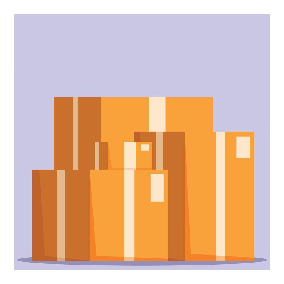Warehouse logistics with cardboard boxes stacked and ready for shipping vector
