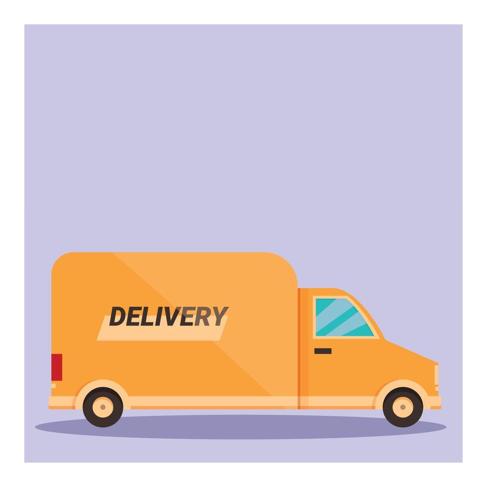 Delivery truck delivering goods using ground shipping vector