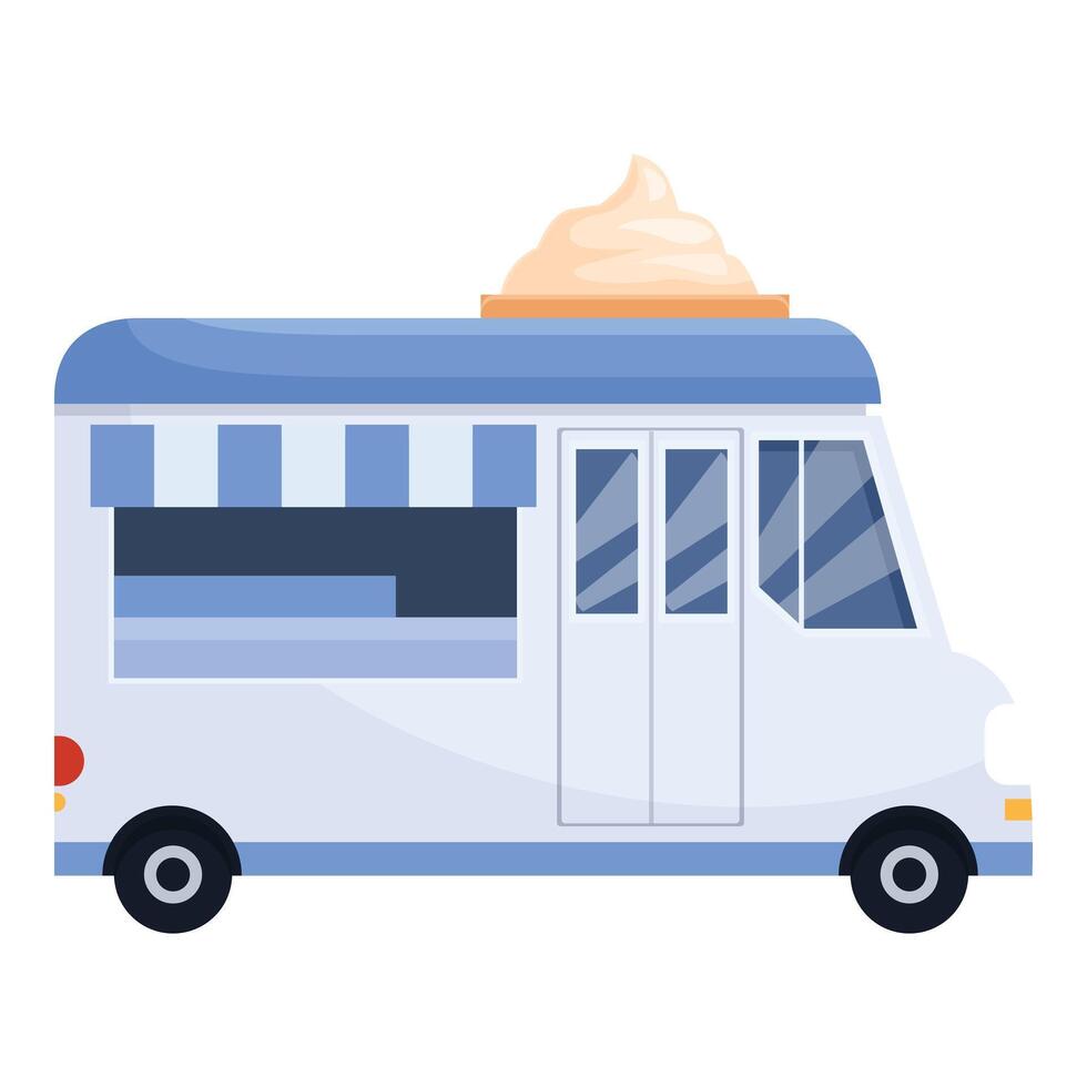 Food truck selling ice cream is parking and waiting for customers vector
