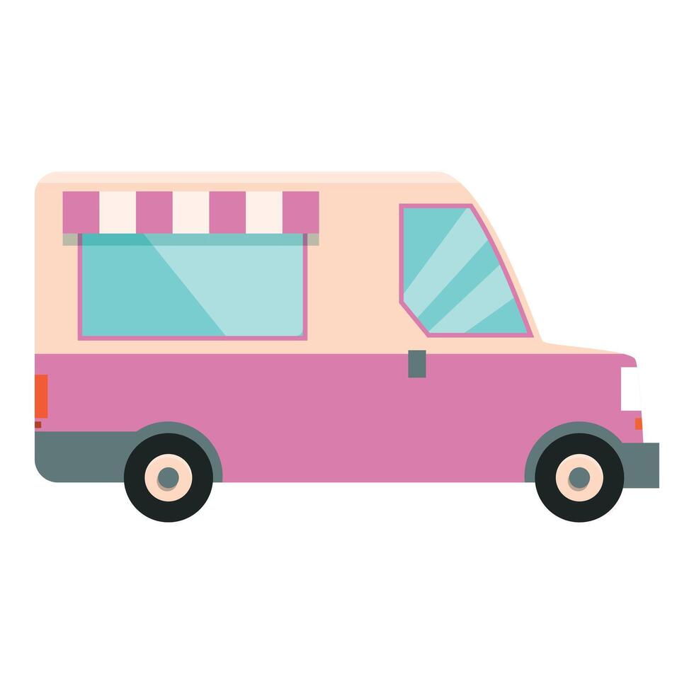 Pink food truck on a white background vector