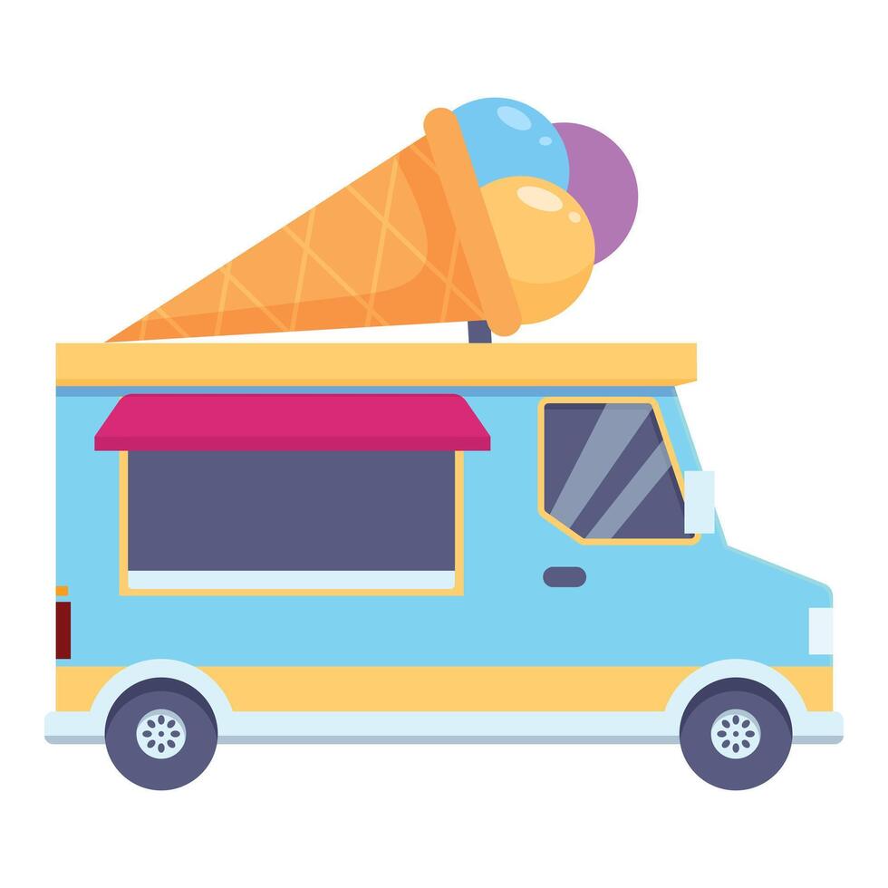 Ice cream food truck is waiting for customers on a sunny day vector