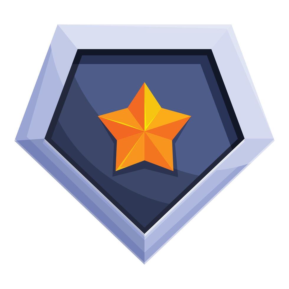 Golden star shining on a blue hexagon badge vector