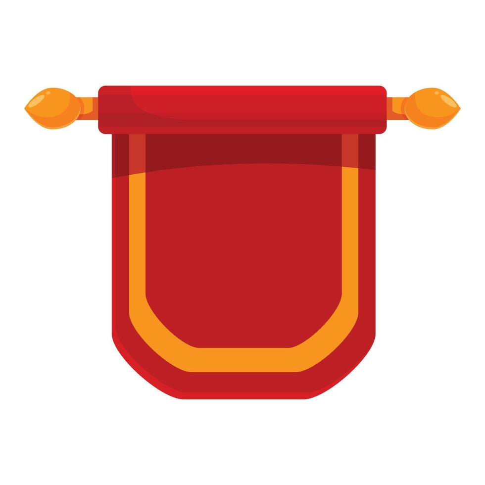 Red banner hanging on golden pole with blank space for message vector