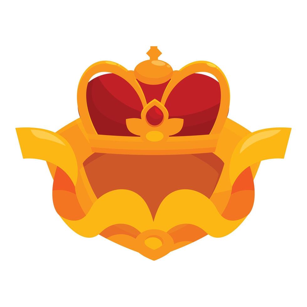 Golden crown with red velvet and precious stone shining brightly vector