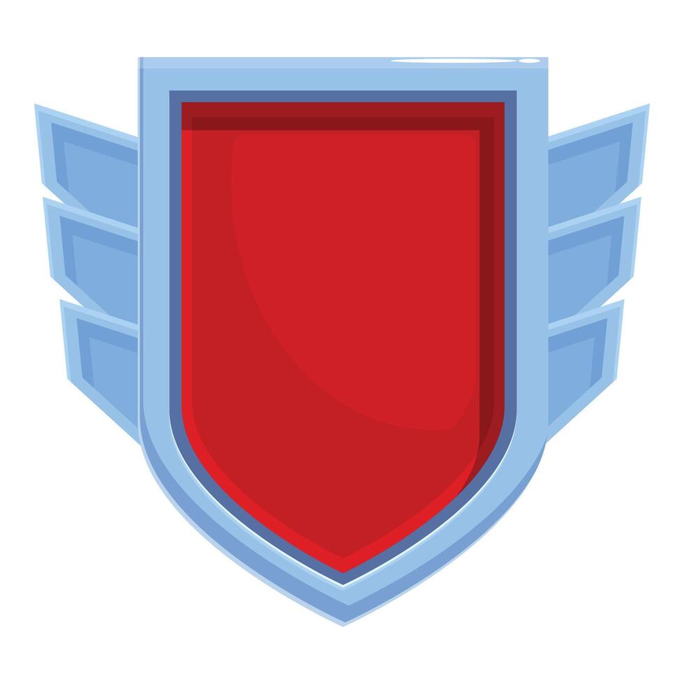 Red protection shield with wings providing security and safety vector