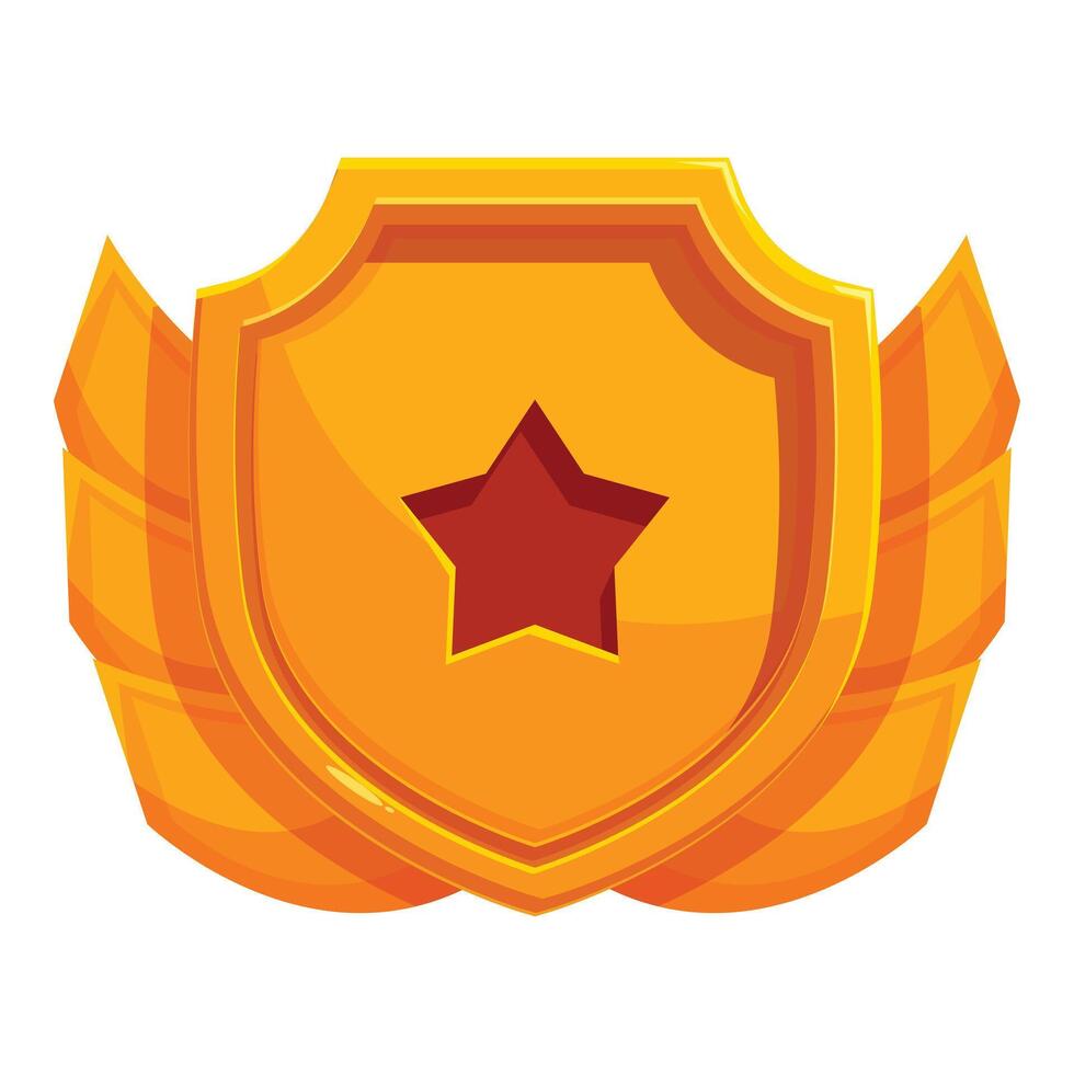 Golden shield with wings and star representing success and achievement vector