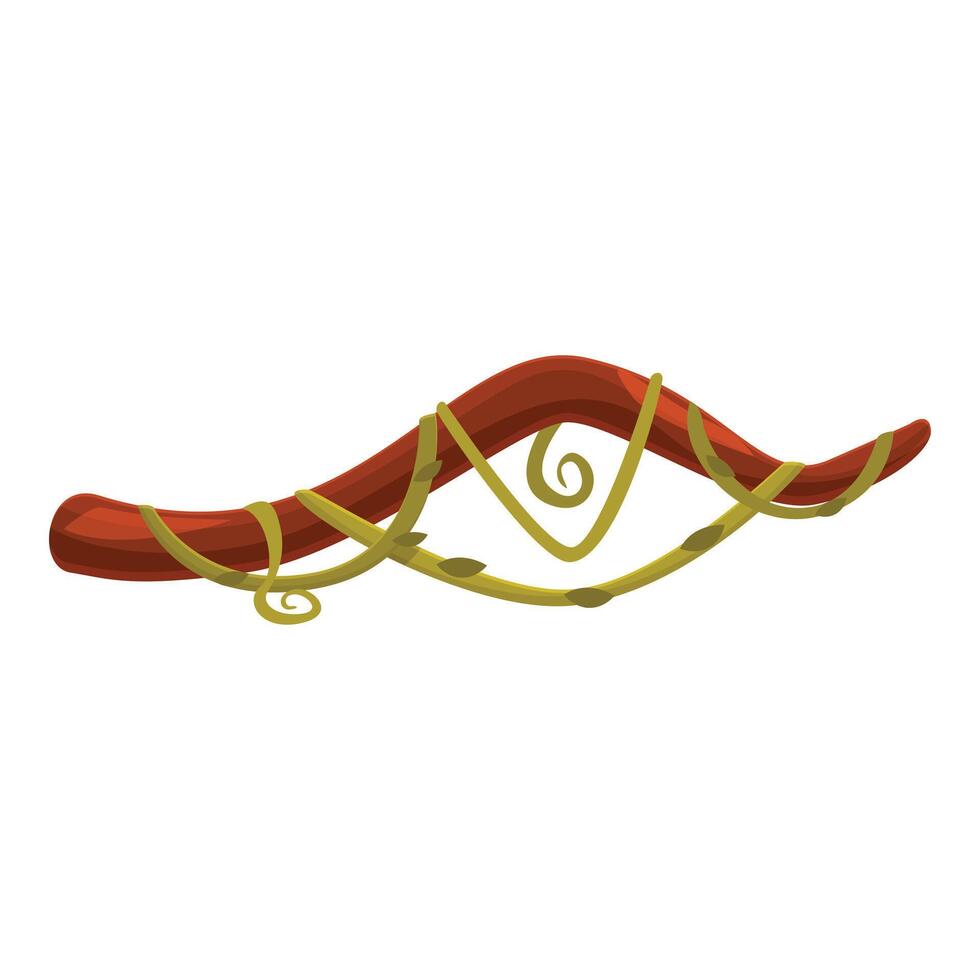 Curved wooden stick with eye shaped vine growing on it vector