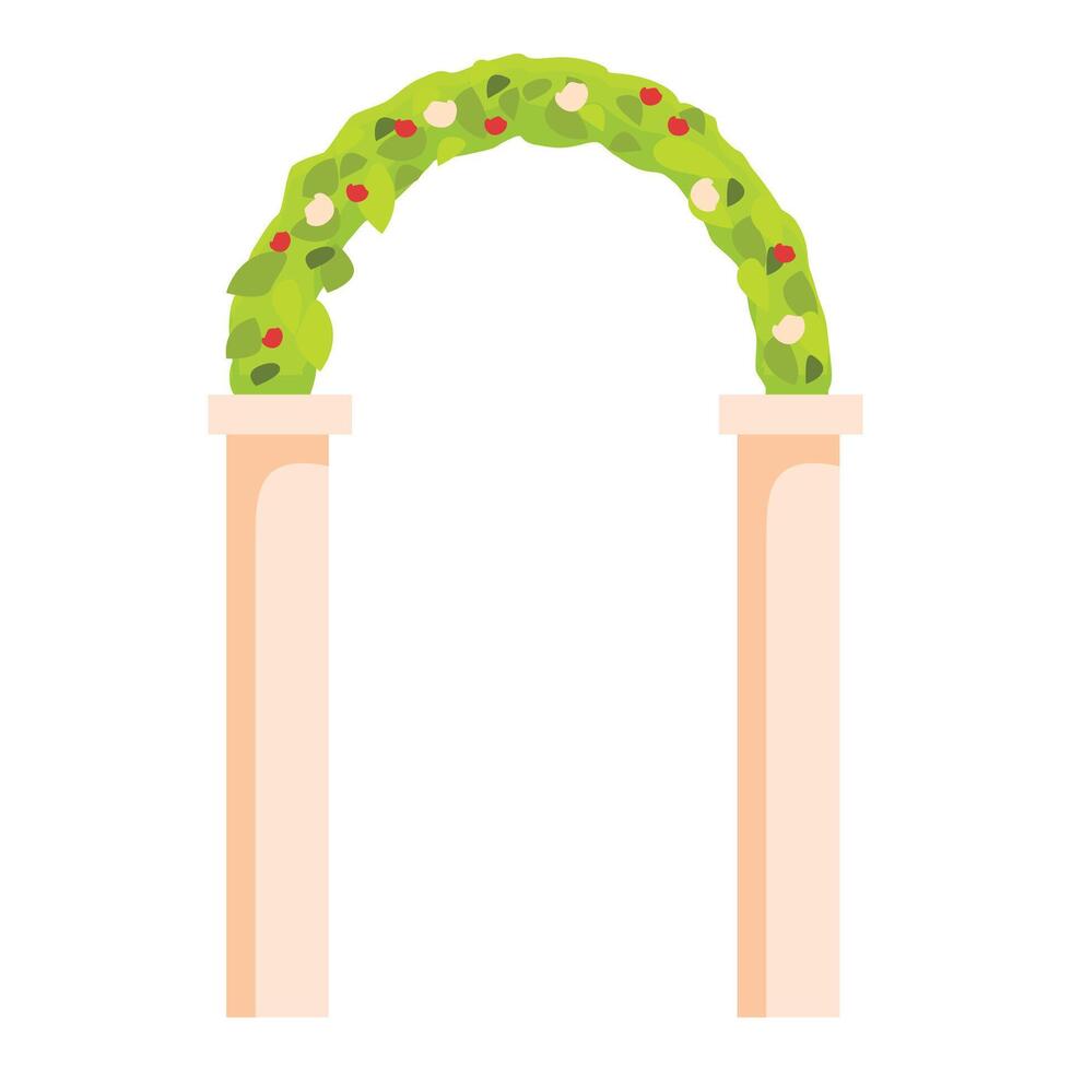 Wedding arch decorated with flowers standing on columns vector