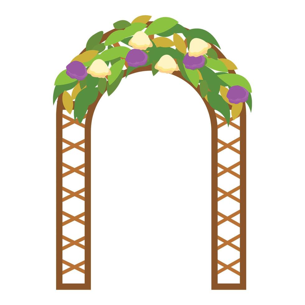 Beautiful wooden archway decorated with flowers for wedding ceremony vector
