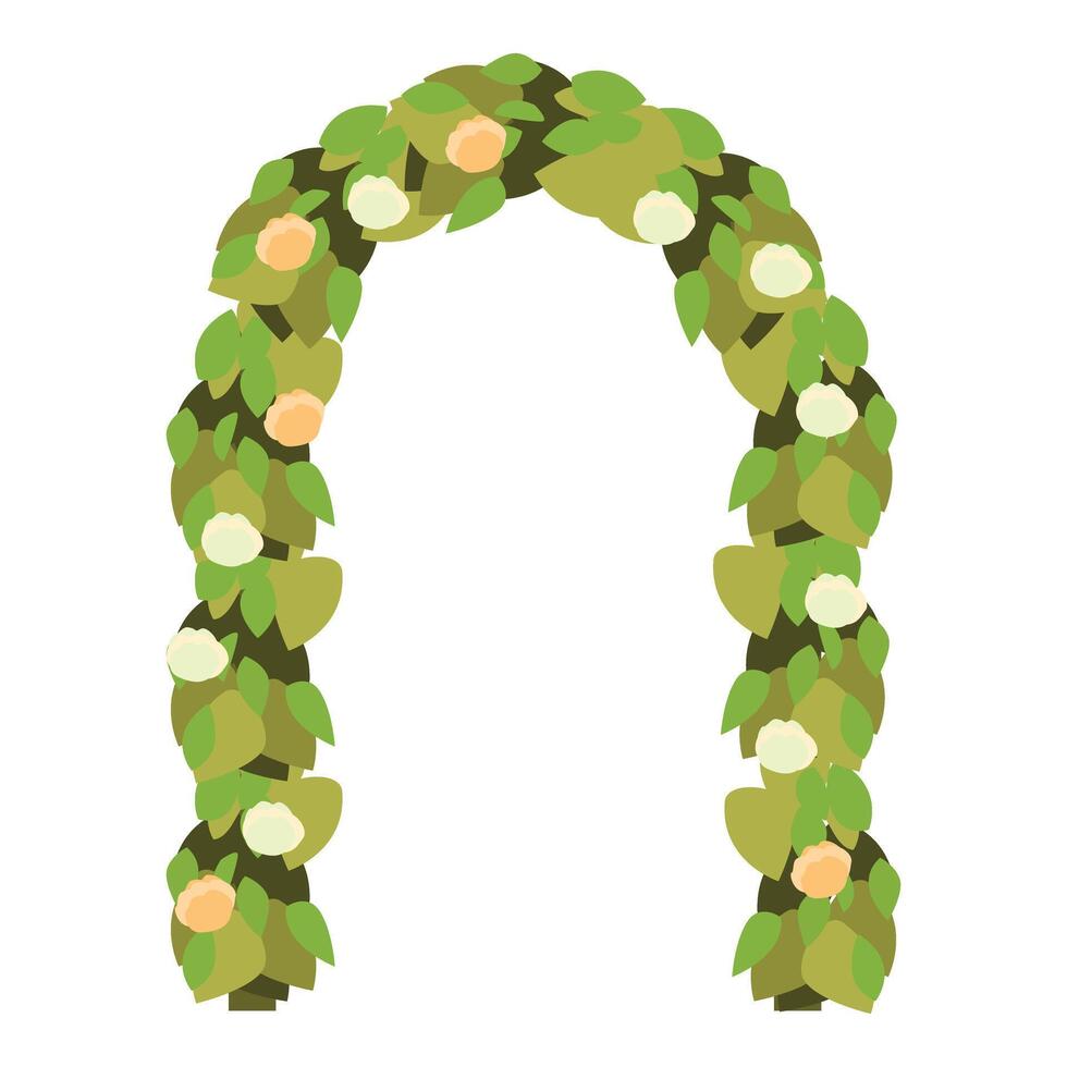 Wedding arch decorated with flowers and green leaves creating romantic atmosphere vector