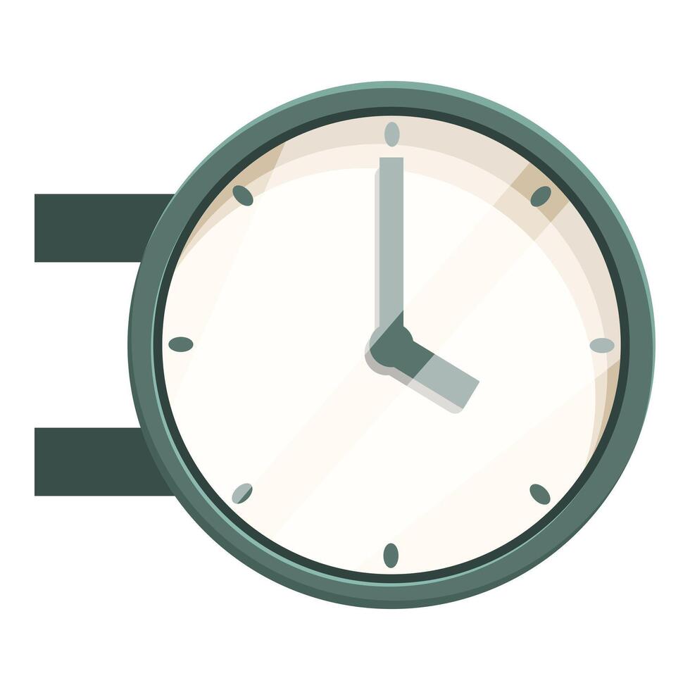 Round wall clock telling time with hour and minute hand vector