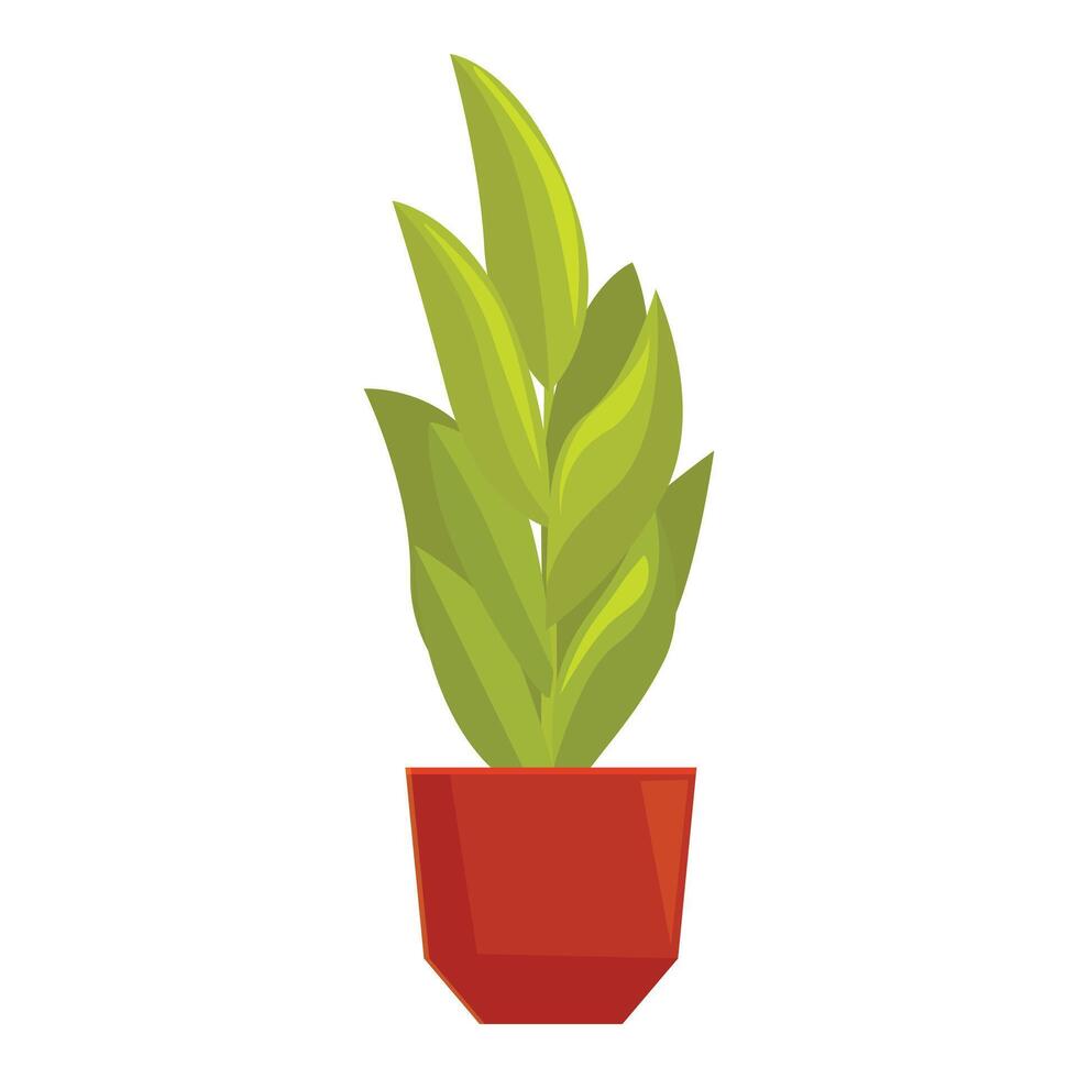 Green home plant growing in red pot with long leaves vector